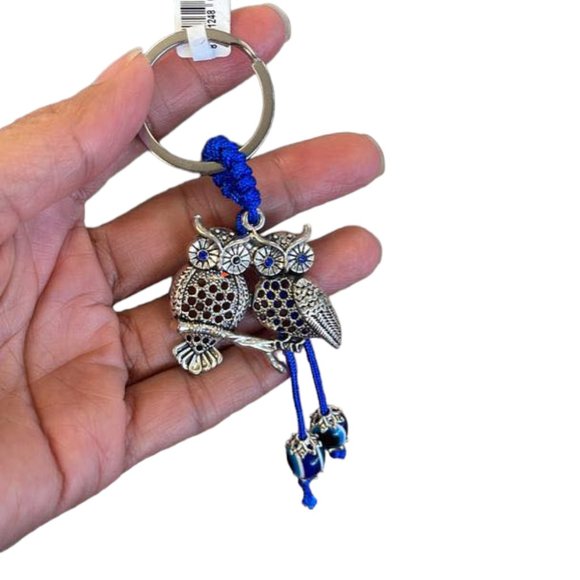 Stainless Steel Keychain Evil Eye Owls Keychain Turkish Eye Keyring Small Gifts - Picture 5 of 6